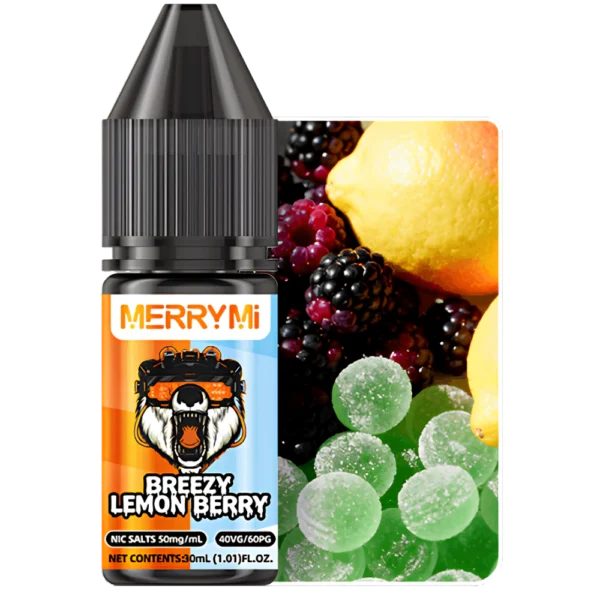 E-liquid Breezy Lemon Berry 30ml 5%. Owocowy płyn do e-papierosa łączący cytrynę i owoce leśne z delikatnym chłodem.